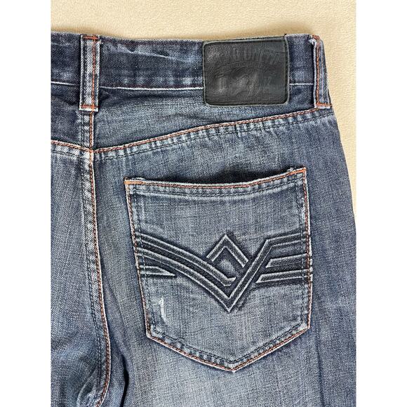 Ecko Unltd Jeans Mens 30x32 Blue Straight Leg‎ Regular Fit Mid Rise Patch Work - Picture 11 of 13